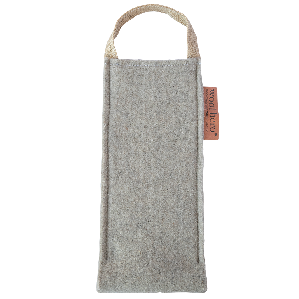 original wool hero wine guard tote bag with leather tag